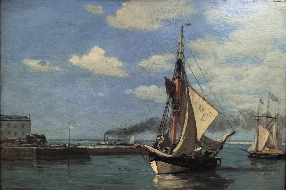 Eugène Boudin, L'avant-port de Honfleur, vers 1858-1860, huile sur panneau d'acajou 25 x 36 cm